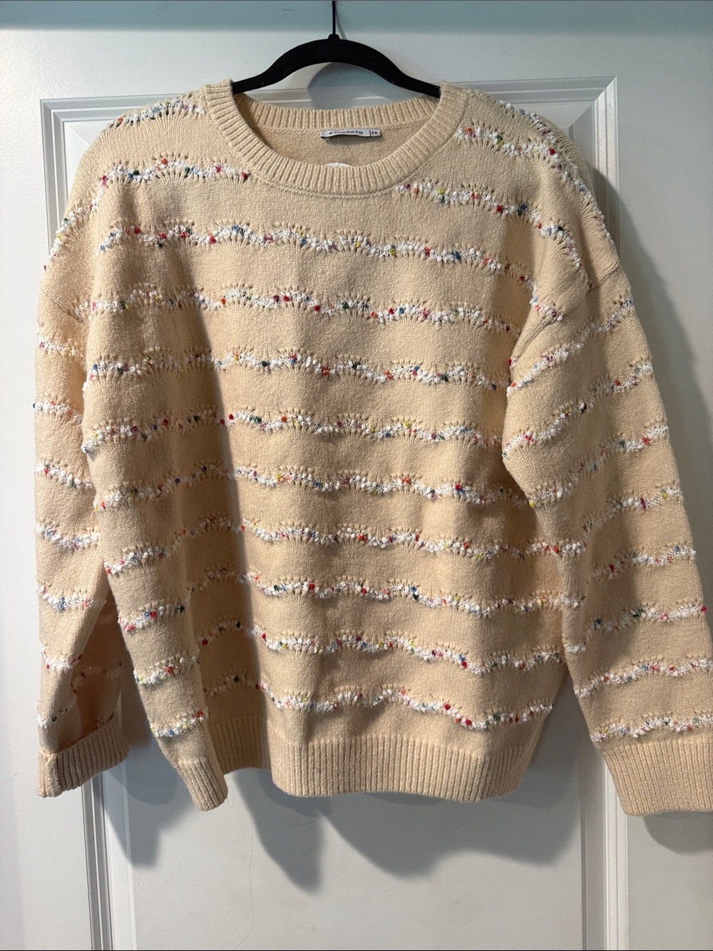 Staccato Cream Crewneck Sweater with Multicolor Fleck Detail